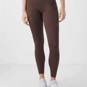 Nike Women's Firm-Support Mid-Rise Full-Length Leggings with Pockets - Brown - S